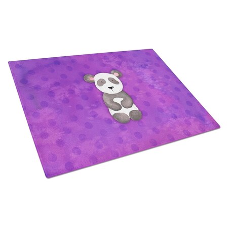 Carolines Treasures Polkadot Panda Bear Watercolor Glass Cutting Board Large BB7375LCB